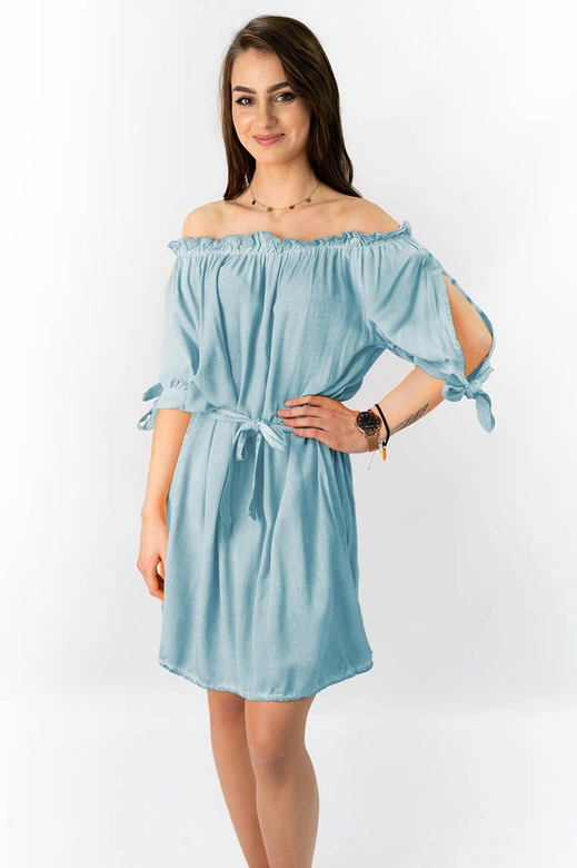 SUKIENKA HISZPANKA Z PASKIEM JASNONIEBIESKA (279ART)