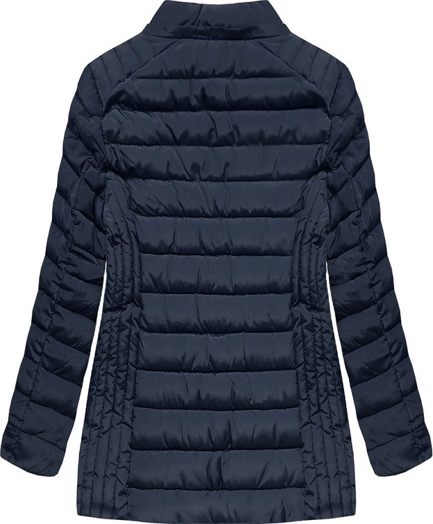 PIKOWANA DAMSKA KURTKA ZIMOWA Z KAPTUREM GRANATOWA (B2630-30)