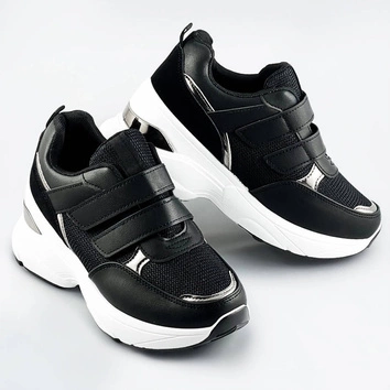 SPORTOWE BUTY DAMSKIE NA RZEPY CZARNE (CUD-63)