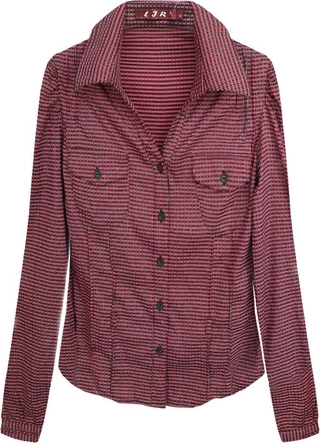 KOSZULA Z DŁUGIM RĘKAWEM BURGUNDOWA (X1008X)