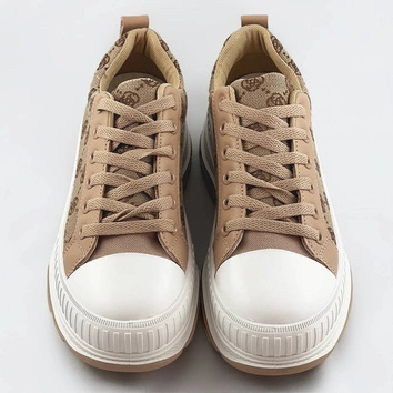 Trampki na grubej podeszwie ciemnobeżowe (s067)