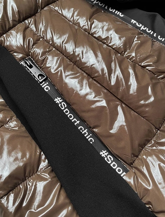 Przejściowa krótka kurtka z połyskiem brązowa (DK100-6)