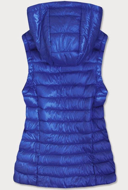 Pikowany błyszczący bezrękawnik damski chabrowy (7000)