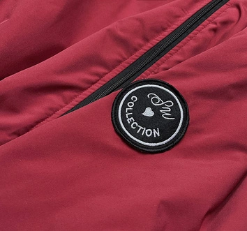 Asymetryczna damska parka ciemna czerwona (br8002-27)