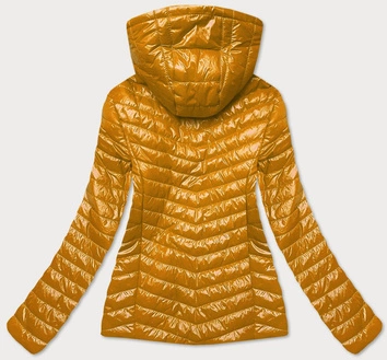 Błyszcząca kurtka damska musztardowa (6380)
