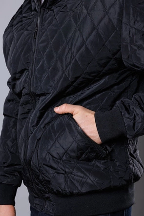 Pikowana kurtka męska ze ściągaczami czarna (58M13083-392)