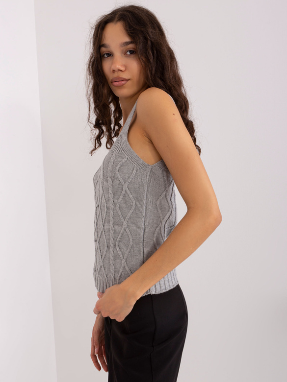Dwuczęściowy komplet top + sweter szary (8019)