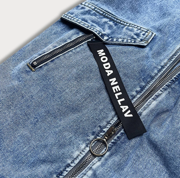 Luźna damska jeansowa kurtka/narzutka niebieska (pop7030-k)