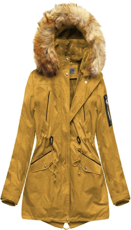 PARKA Z PODPINKĄ ŻÓŁTA (B2635)