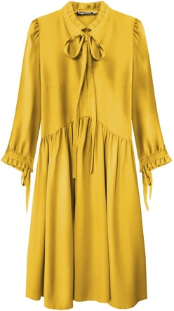 SUKIENKA Z FALBANKOWĄ STÓJKĄ MUSZTARDOWA (208ART)