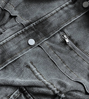 Damska kurtka jeansowa na futrzanej podszewce czarny/ecru (br8048-1046)