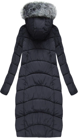 DŁUGA KURTKA ZIMOWA Z KAPTUREM GRANATOWA (R3580)