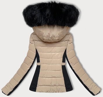 Krótka kurtka zimowa damska S'west beżowa (B8308-12)