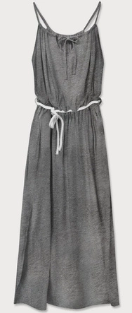 DŁUGA SUKIENKA NA RAMIĄCZKACH SZARA CIEMNA (594ART)