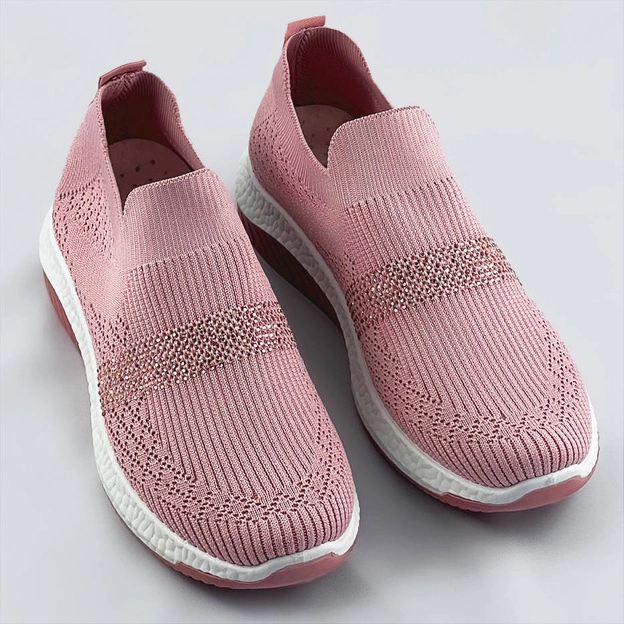Ażurowe buty damskie z cyrkoniami różowe (c1057)