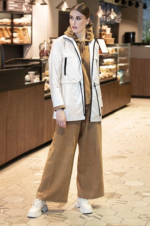 Cienka kurtka damska ze stójką perłowa (ag5-017)