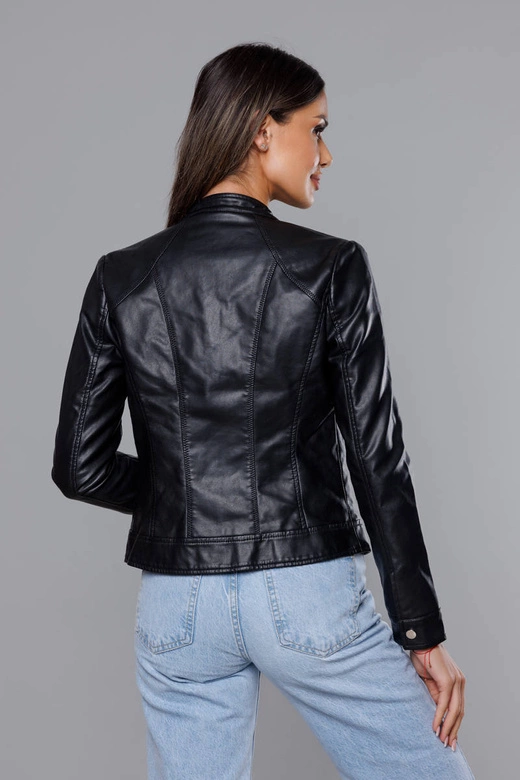 Kurtka ramoneska ze stójką czarna (11Z8051)