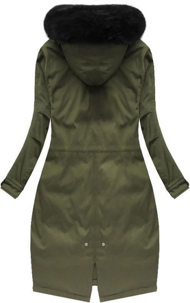 BAWEŁNIANA ZIMOWA PARKA DAMSKA Z PUCHEM NATURALNYM KHAKI (7085/2)