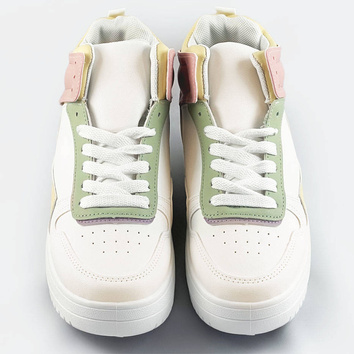 Damskie sneakersy za kostkę biało-pastelowe (wh2122)