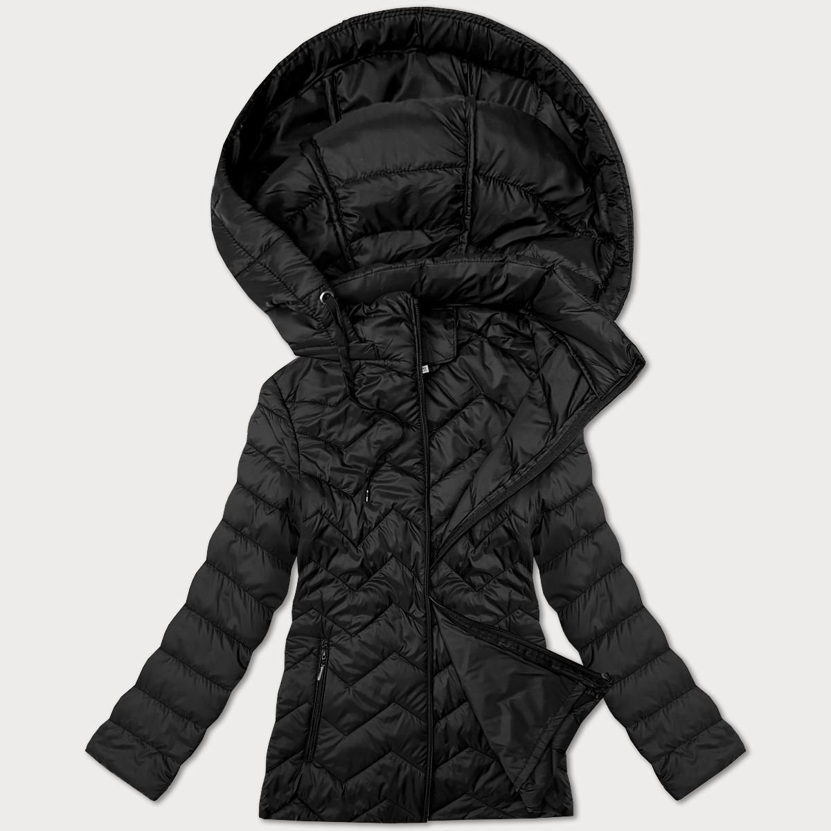 Pikowana kurtka plus size z kapturem J Style czarna (16M9267-392)