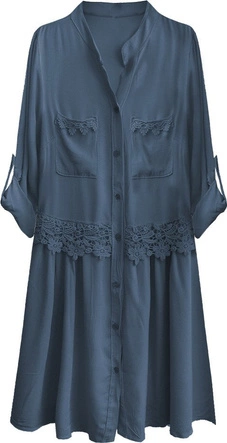 BAWEŁNIANA SUKIENKA KOSZULOWA GRANATOWA (307ART)