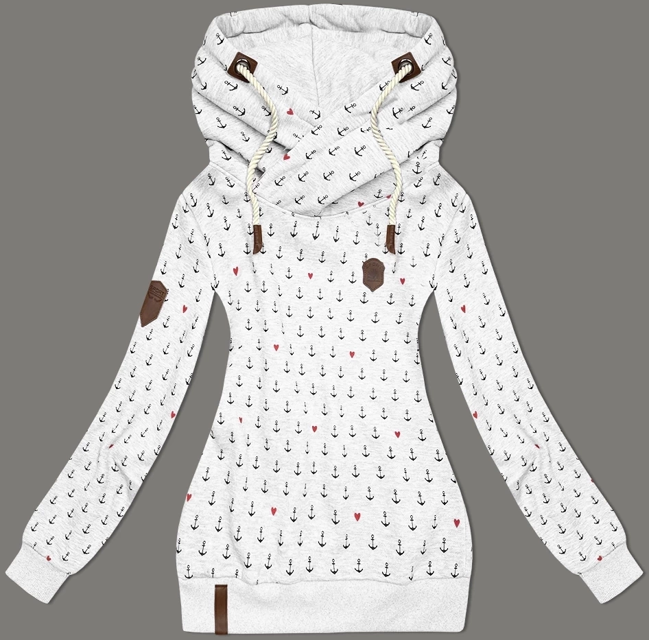 Wzorzysta bluza damska jasnoszara (2304)