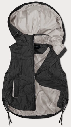 Krótki bezrękawnik damski z odpinanym kapturem BH Forever czarny (BH-2414)