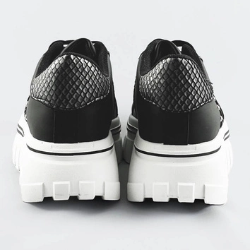 Damskie sneakersy na traktorowej podeszwie czarne (88-25)