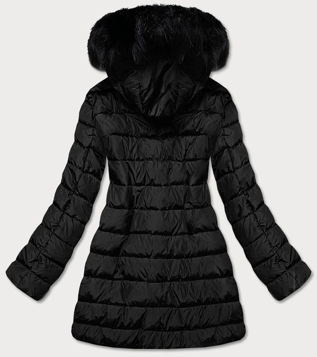 DAMSKA KURTKA Z SUWAKAMI CZARNA (8975-A)