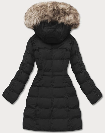 Zimowa kurtka damska z kapturem czarna (m-21603)
