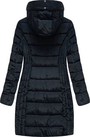 DŁUŻSZA DAMSKA KURTKA Z KAPTUREM GRANATOWA (B2620-30)