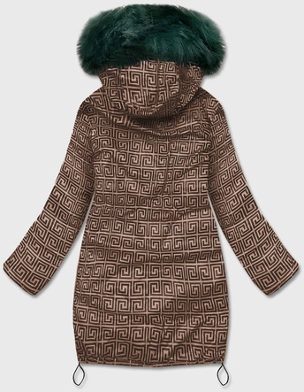 DWUSTRONNA KURTKA DAMSKA ZIMOWA ZIELONO-BRĄZOWA (HS-807)