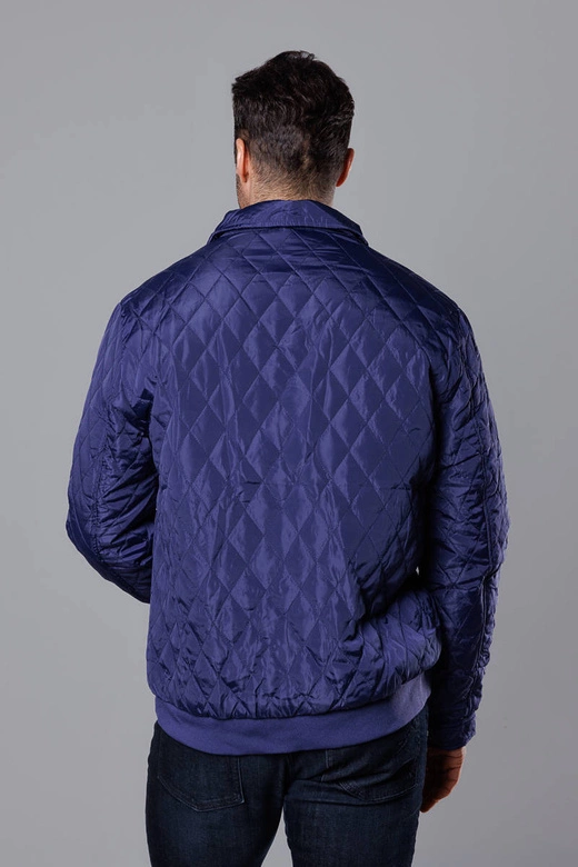 Pikowana kurtka męska z kołnierzem granatowa (58M13081-215)