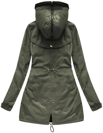 DWUSTRONNA KURTKA Z KAPTUREM KHAKI (XW622X)