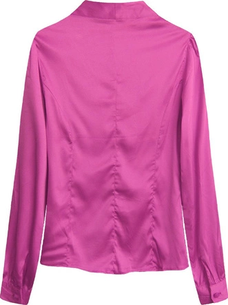 SATYNOWA KOSZULA Z WIĄZANĄ STÓJKĄ AMARANTOWA (1064)