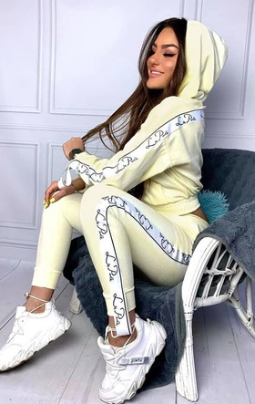 WELUROWY DRES LA PERLA Z LAMPASAMI ŻÓŁTY (570ART)