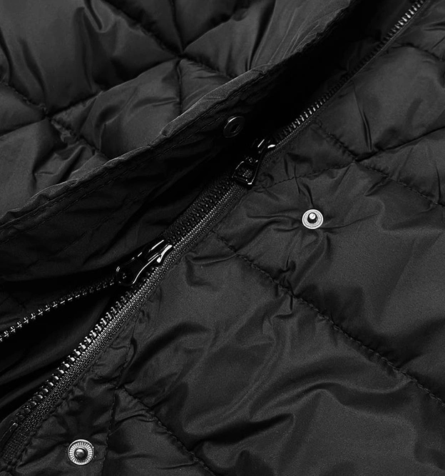 Długa kurtka zimowa damska z kapturem czarna (my043)