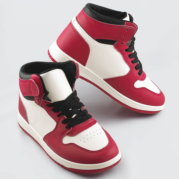 Damskie sneakersy za kostkę czerwono-białe (xa069)