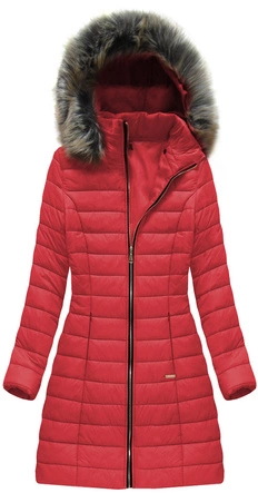 DŁUGA PIKOWANA KURTKA CZERWONA (X7160X)