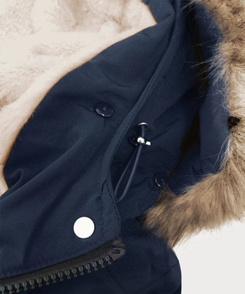 DAMSKA PARKA ZIMOWA NA MISIU GRANAT/BEŻ (W378)