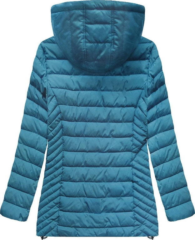 PIKOWANA KURTKA Z KAPTUREM NIEBIESKA (W260BIG)