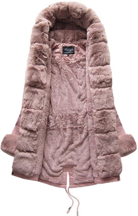 BAWEŁNIANA DAMSKA PARKA ZIMOWA Z FUTREM ANTYCZNY RÓŻ (XW801-2X)
