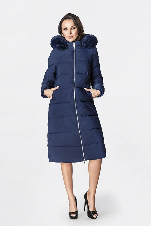 ZIMOWA DAMSKA KURTKA PUCHOWA GRANATOWA (OMDL-010)