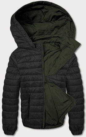 Dwustronna kurtka męska khaki-czarna (84M3012-136)