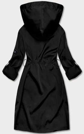 Cienka narzutka damska z kapturem czarna (B8118-1)