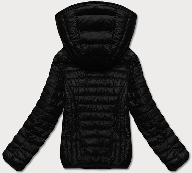 Pikowana kurtka damska z kapturem czarna (B0123-1)