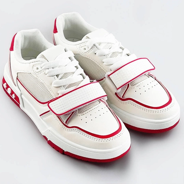 Damskie adidasy dwukolorowe biało-czerwone (ad-585)