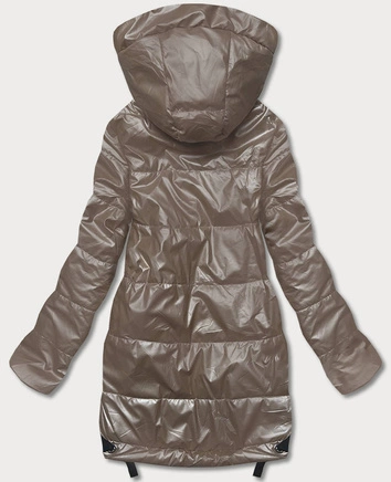 Damska kurtka z odpinanym kapturem kakaowa (B8086-12)