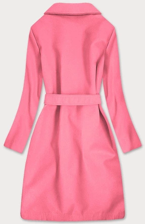 KLASYCZNY PŁASZCZ DAMSKI Z PASKIEM RÓŻOWY (22800)