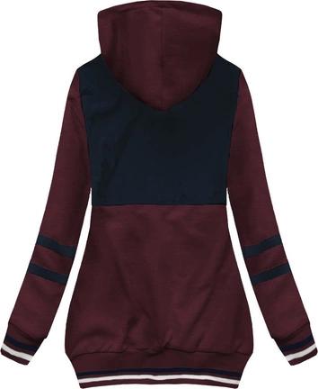 BLUZA Z ŁĄCZONYCH MATERIAŁÓW GRANATOWO-BORDOWA (425)